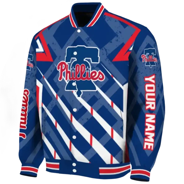 custom philadelphia phillies chevron angles blue varsity jacket best selling