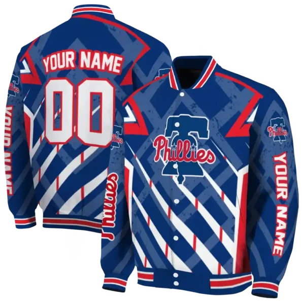 custom philadelphia phillies chevron angles blue varsity jacket fashion forward