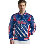 custom philadelphia phillies chevron angles blue varsity jacket best selling
