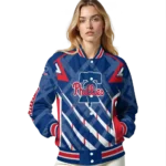 custom philadelphia phillies chevron angles blue varsity jacket best selling
