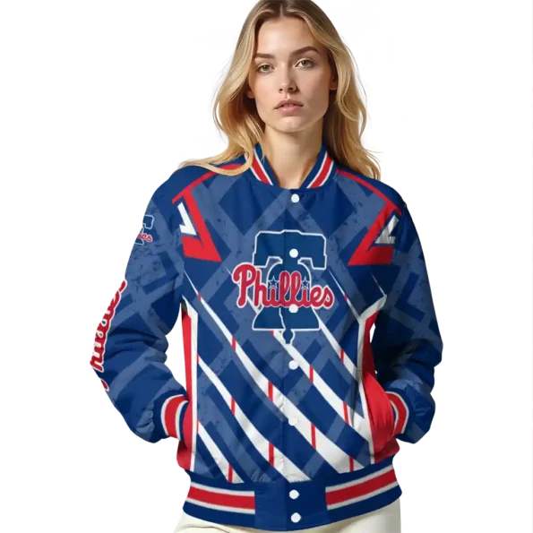 custom philadelphia phillies chevron angles blue varsity jacket latest model