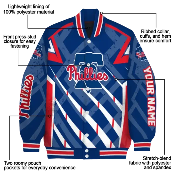 custom philadelphia phillies chevron angles blue varsity jacket new arrival