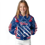 custom philadelphia phillies chevron angles blue varsity jacket best selling
