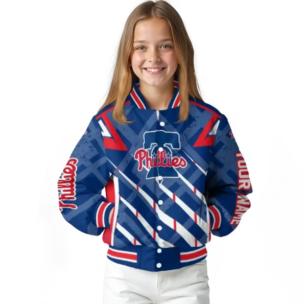 custom philadelphia phillies chevron angles blue varsity jacket top rated