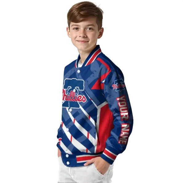 custom philadelphia phillies chevron angles blue varsity jacket trendy