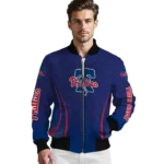 custom philadelphia phillies chevron arrow blue bomber jacket best selling