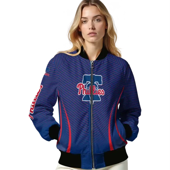 custom philadelphia phillies chevron arrow blue bomber jacket latest model