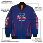 custom philadelphia phillies chevron arrow blue bomber jacket best selling