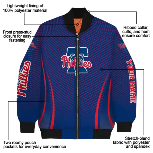 custom philadelphia phillies chevron arrow blue bomber jacket new arrival