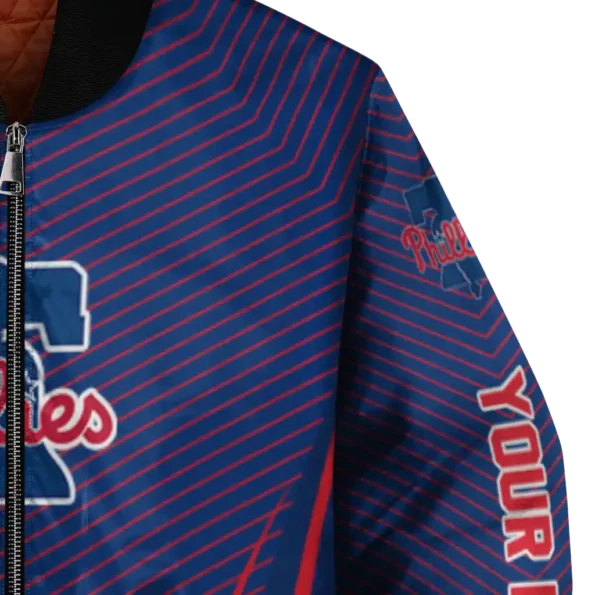custom philadelphia phillies chevron arrow blue bomber jacket premium grade