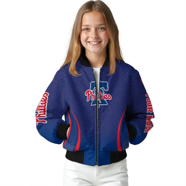 custom philadelphia phillies chevron arrow blue bomber jacket top rated