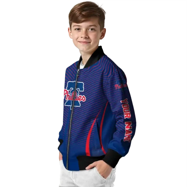 custom philadelphia phillies chevron arrow blue bomber jacket trendy