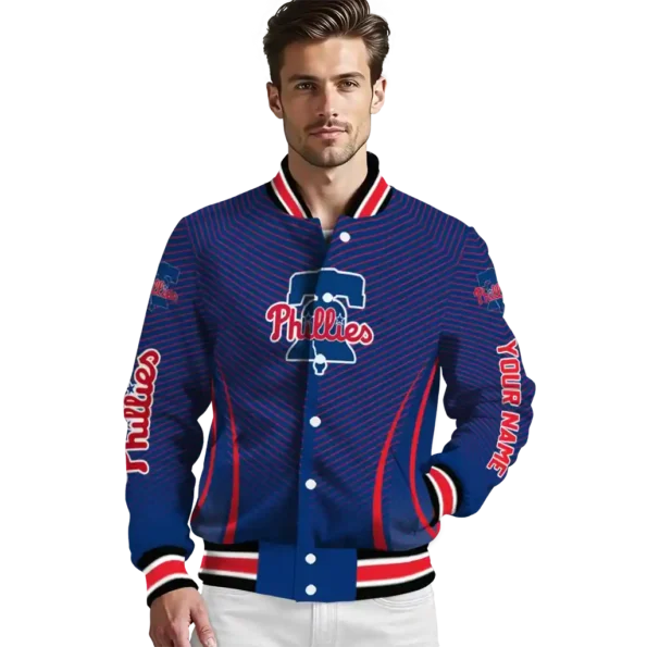 custom philadelphia phillies chevron arrow blue varsity jacket high quality