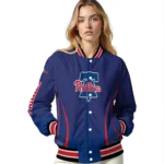 custom philadelphia phillies chevron arrow blue varsity jacket best selling