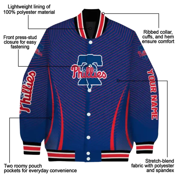 custom philadelphia phillies chevron arrow blue varsity jacket new arrival