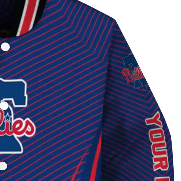 custom philadelphia phillies chevron arrow blue varsity jacket premium grade