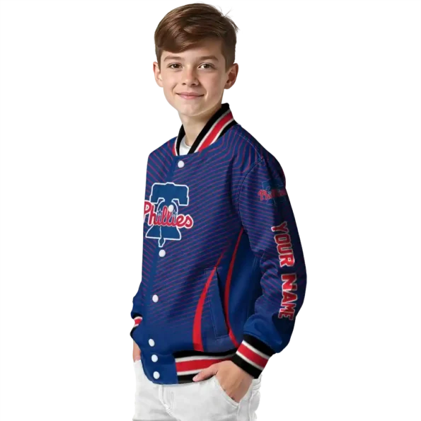 custom philadelphia phillies chevron arrow blue varsity jacket trendy
