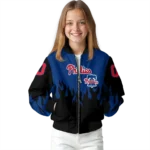 custom philadelphia phillies flame border blue black bomber jacket best selling