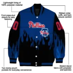 custom philadelphia phillies flame border blue black varsity jacket best selling
