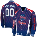 custom philadelphia phillies hexagon grid blue varsity jacket best selling