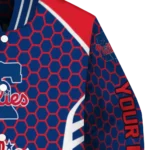 custom philadelphia phillies hexagon grid blue varsity jacket best selling