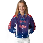 custom philadelphia phillies hexagon grid blue varsity jacket best selling