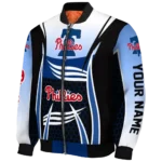 custom philadelphia phillies mesh effect blue black bomber jacket best selling