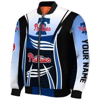 custom philadelphia phillies mesh effect blue black bomber jacket best selling