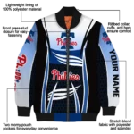 custom philadelphia phillies mesh effect blue black bomber jacket best selling