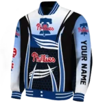 custom philadelphia phillies mesh effect blue black varsity jacket best selling