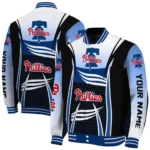 custom philadelphia phillies mesh effect blue black varsity jacket best selling