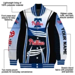 custom philadelphia phillies mesh effect blue black varsity jacket best selling