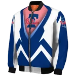 custom philadelphia phillies v stripes blue white bomber jacket best selling