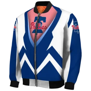 custom philadelphia phillies v stripes blue white bomber jacket best selling