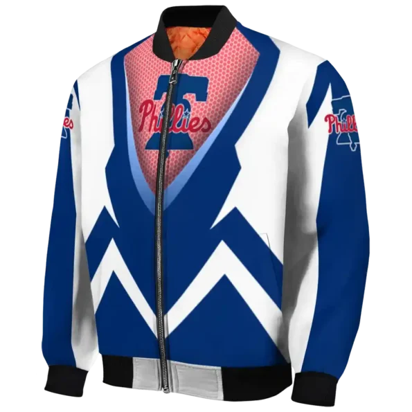 custom philadelphia phillies v stripes blue white bomber jacket best selling