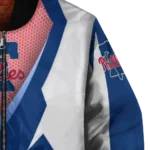 custom philadelphia phillies v stripes blue white bomber jacket best selling