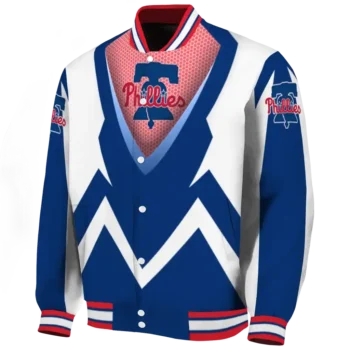 custom philadelphia phillies v stripes blue white varsity jacket best selling