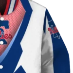 custom philadelphia phillies v stripes blue white varsity jacket best selling