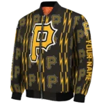 custom pittsburgh pirates bolt stripe black bomber jacket best selling