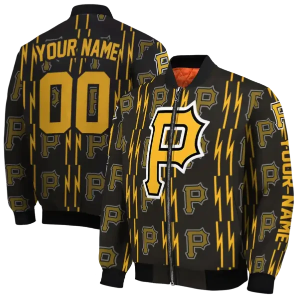 custom pittsburgh pirates bolt stripe black bomber jacket fashion forward