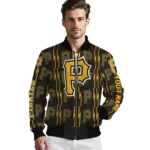 custom pittsburgh pirates bolt stripe black bomber jacket best selling