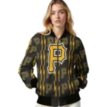 custom pittsburgh pirates bolt stripe black bomber jacket best selling