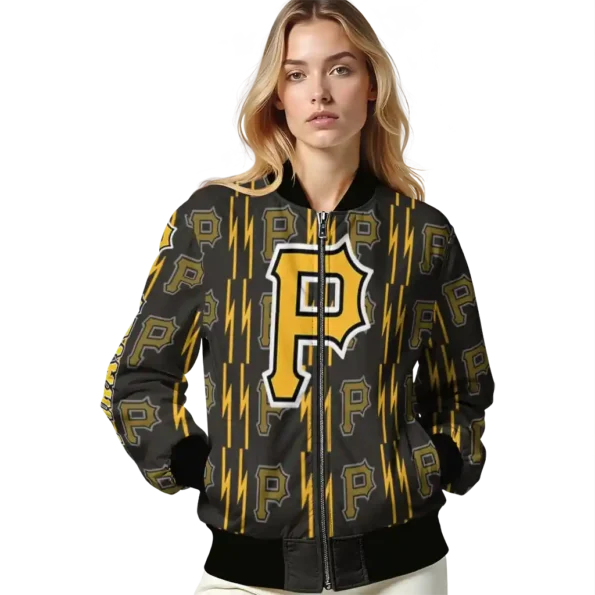 custom pittsburgh pirates bolt stripe black bomber jacket latest model