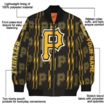 custom pittsburgh pirates bolt stripe black bomber jacket best selling