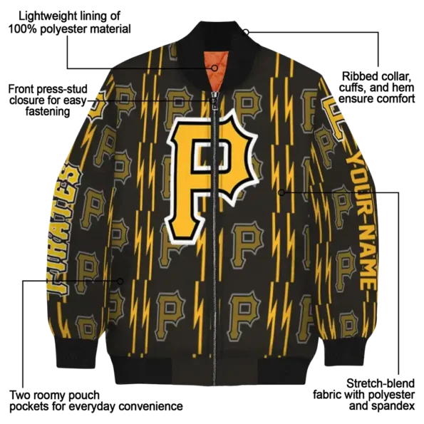 custom pittsburgh pirates bolt stripe black bomber jacket new arrival