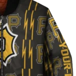 custom pittsburgh pirates bolt stripe black bomber jacket best selling