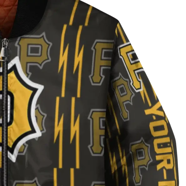 custom pittsburgh pirates bolt stripe black bomber jacket premium grade