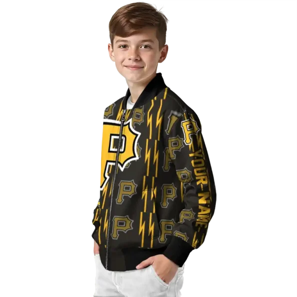 custom pittsburgh pirates bolt stripe black bomber jacket trendy