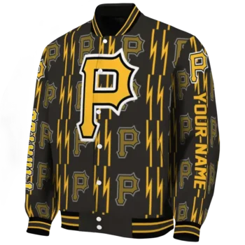 custom pittsburgh pirates bolt stripe black varsity jacket best selling
