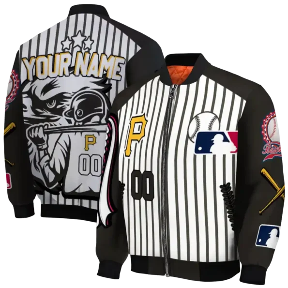 custom pittsburgh pirates eagle baseball black white bomber jacket fashion forward